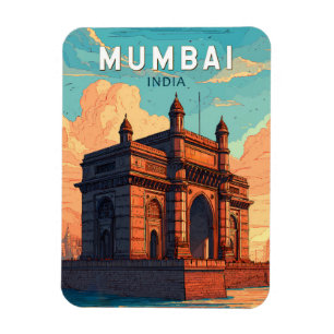Magnet Flexible Mumbai Inde Illustration Voyage Art Vintage