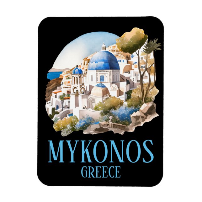 Magnet Flexible Mykonos Grèce Vintage voyage de l'île grecque (Vertical)
