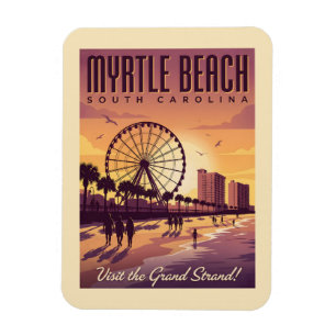 Magnet Flexible Myrtle Beach Caroline du Sud Voyage Vintage