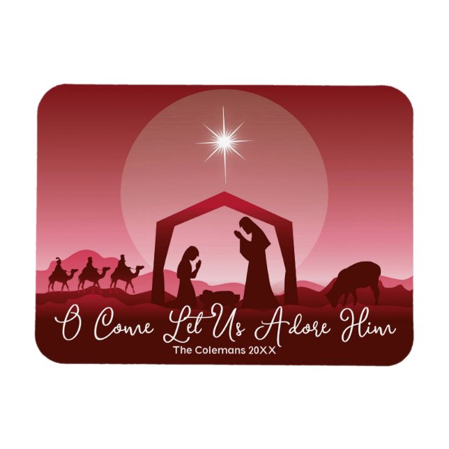Magnet Flexible Nativity Scene O Come Let Us Adore Him Christmas (Horizontal)