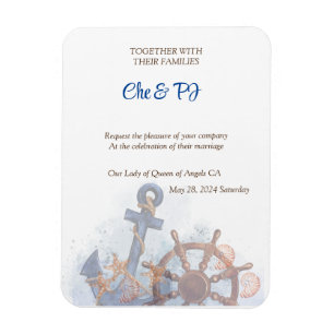 Magnet Flexible Nautical Beach Mariage Thème Invitation