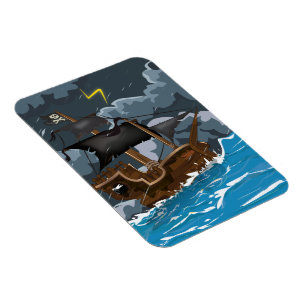 Magnet Flexible Navire Pirate dans la Tempête