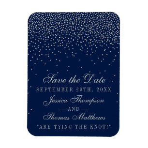 Magnet Flexible Navy Blue & Glam Silver Confetti Enregistrer La Da