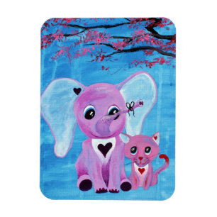 Magnet Flexible Ne m'oublie pas Éléphant Mignon Chat Art de Fleur