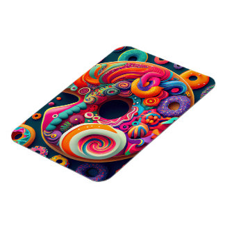 Magnet Flexible Neon Rainbow Donut Art Abstrait