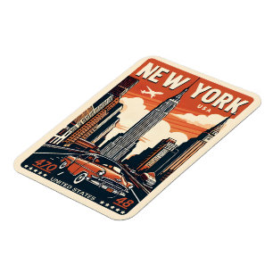 Magnet Flexible New York City brooklyn pont Vintage voiture classi