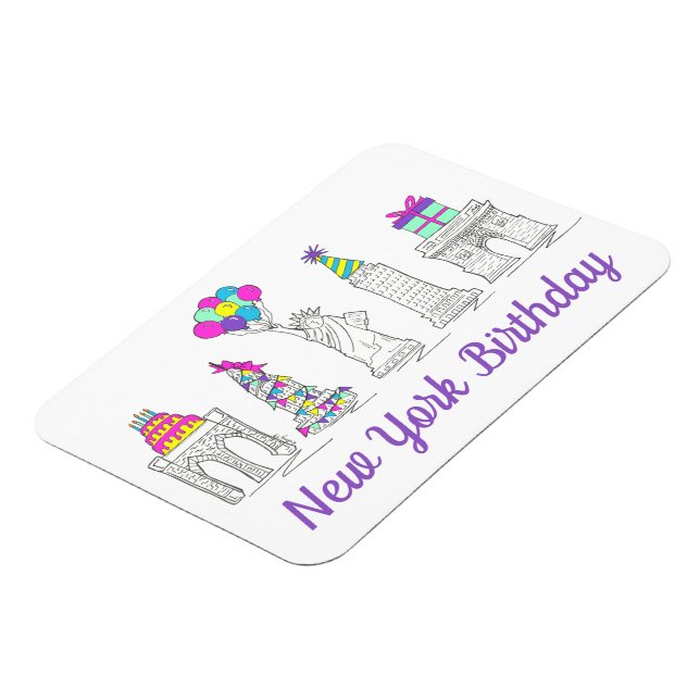 Magnet Flexible New York City NYC Landmarks fête d'anniversaire (Côté Gauche)