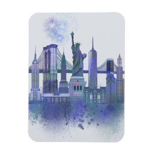 Magnet Flexible New York Skyline - Aquarelle bleue