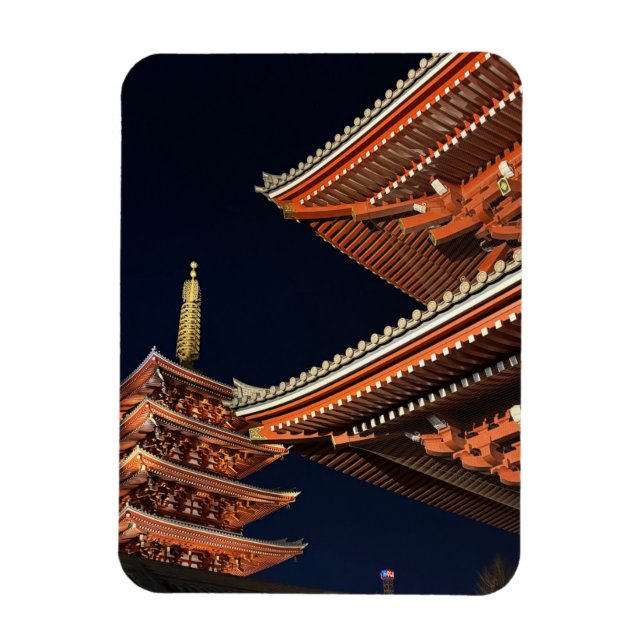 Magnet Flexible Night of Kaminarimon in Tokyo Japan (Vertical)