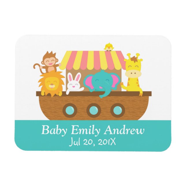 Magnet Flexible Noah's Ark, mignons animaux, Baby shower Party Fav (Horizontal)