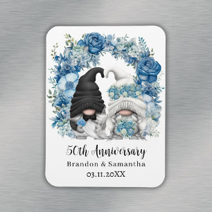 Magnet Flexible Noces de saphir Gnome Fleurs Bleues 50e Anniversai