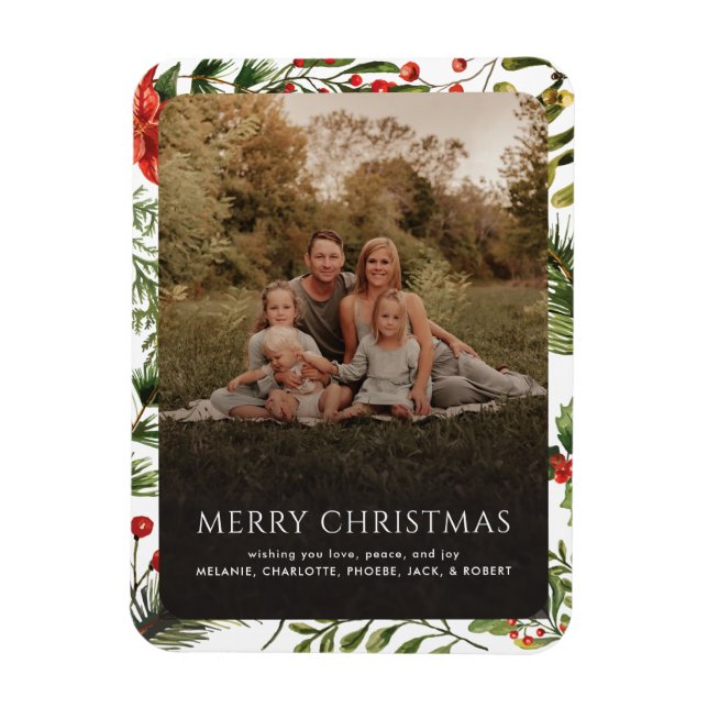 Magnet Flexible Noël 1 Photo Aquarelle Baies botaniques (Vertical)