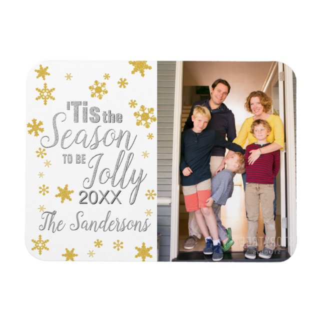 Magnet Flexible Noël C'est la saison Snowflake Silver Gold (Horizontal)