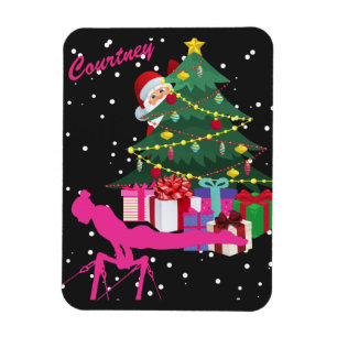 Magnet Flexible Noël de gymnaste : Père Noël Me Apportez Gymnastiq