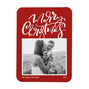 Magnet Flexible Noël de la photo Red Modern Calligraphie