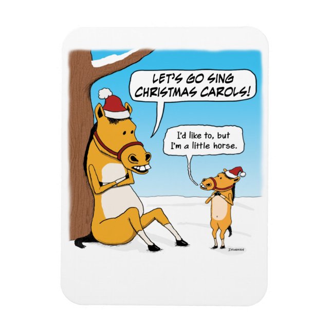 Magnet Flexible Noël de petit cheval mignon et drôle (Vertical)
