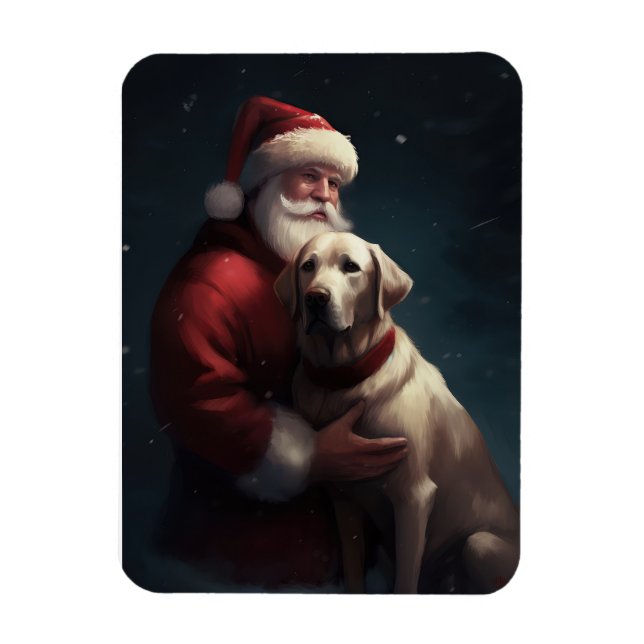 Magnet Flexible Noël festif du Père Noël au Labrador (Vertical)