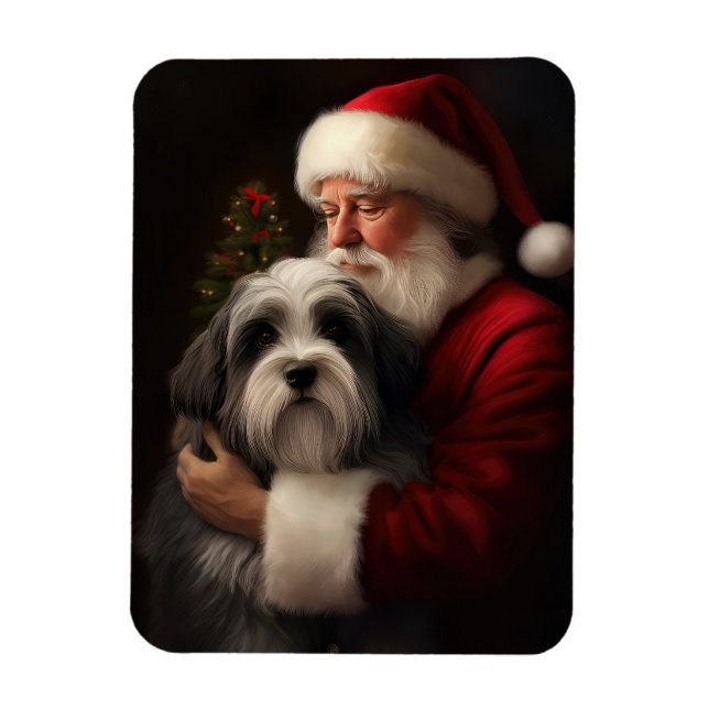 Magnet Flexible Noël festif du Père Noël du Terrier tibétain (Vertical)