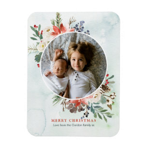 Magnet Flexible Noël Floral Carte photo magnétique