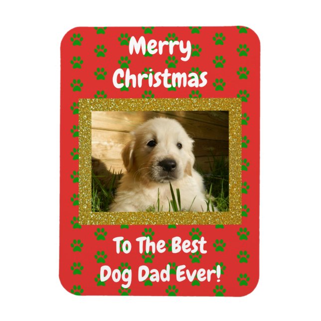 Magnet Flexible Noël Meilleur Chien Papa Jamais Pet Photo (Vertical)