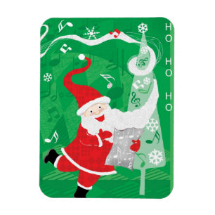 Magnet Flexible Noël mignon, chant et danse Père Noël