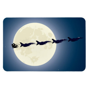Magnet Flexible Noël militaire de père Noël, Sleigh et F-16 Jets