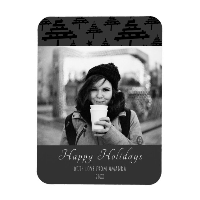 Magnet Flexible Noël noir blanc Custom Carte photo de vacances (Vertical)