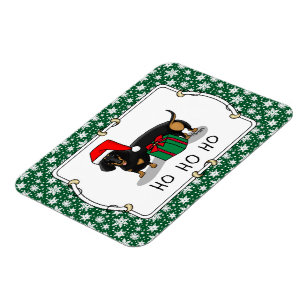 Magnet Flexible Noël Père Noël Dachshund (S noir & tan) mignonne