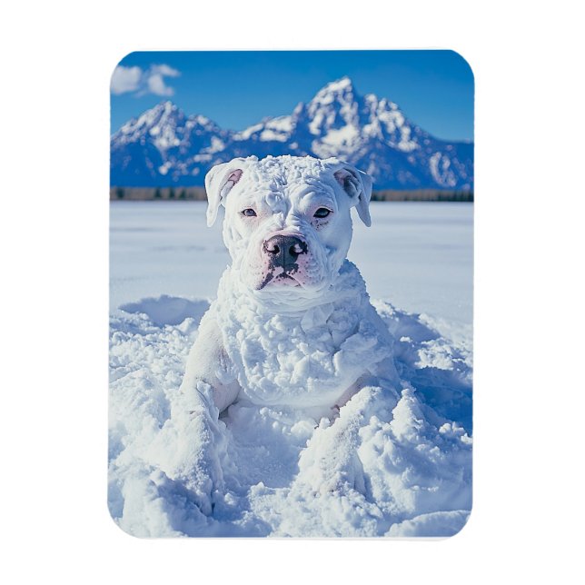 Magnet Flexible Noël Pitbull Chien Snowman (Vertical)