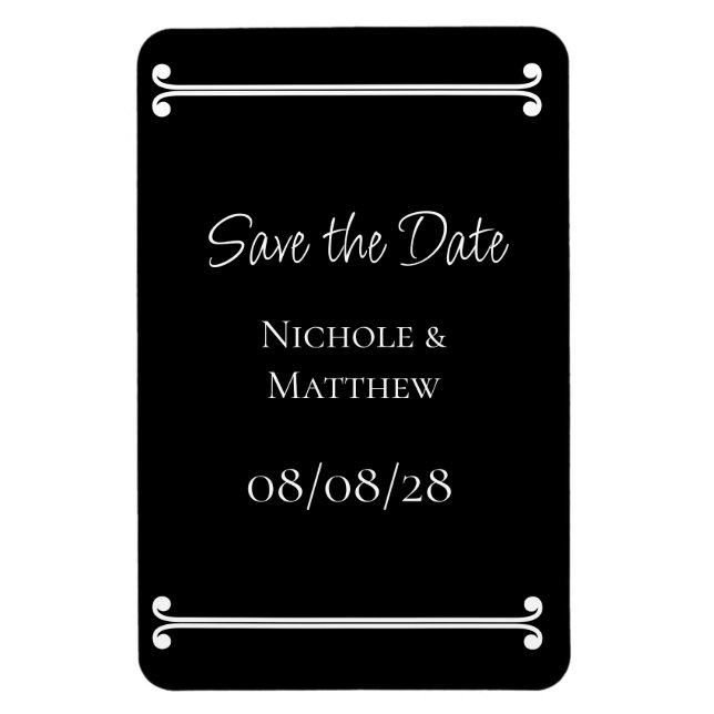 Magnet Flexible Noir & Blanc Élégant Simple Enregistrer La Date (Vertical)