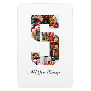 Magnet Flexible Noir et blanc Numéro 5 Photo Collage