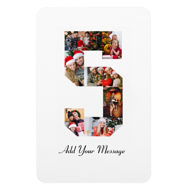 Magnet Flexible Noir et blanc Numéro 5 Photo Collage (Vertical)