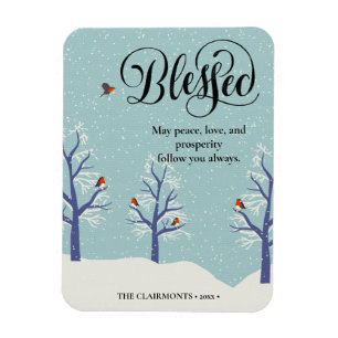 Magnet Flexible Noir moderne Élégant Script BLEESESED Cardinal Bir