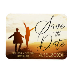 Magnet Flexible Noir moderne photo mariage Enregistrer la date