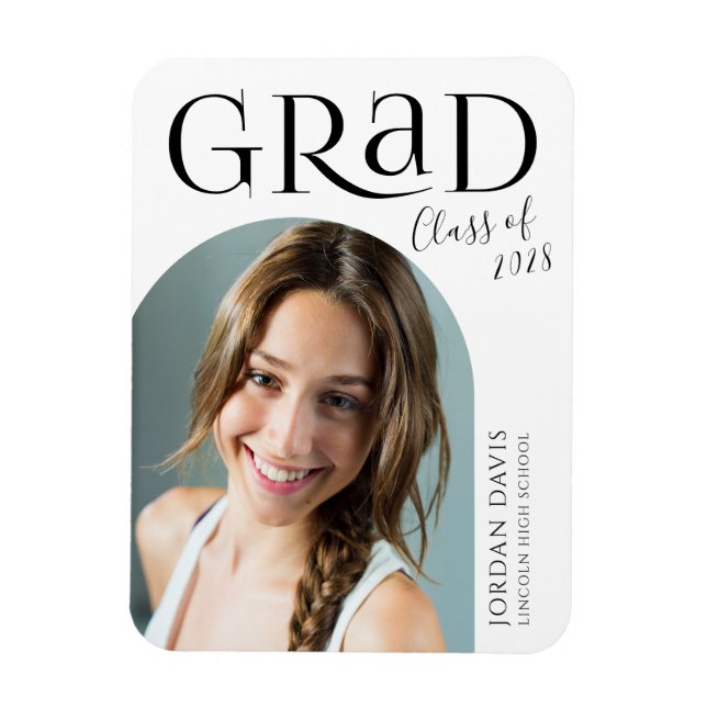 Magnet Flexible Noir Simple moderne Arc Photo Graduation (Vertical)