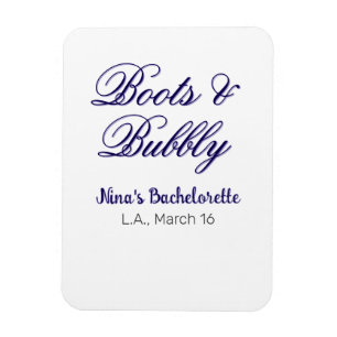 Magnet Flexible nom de fête de bachelorette Boots & Bubble purplep