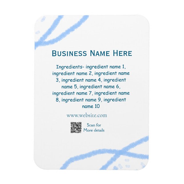 Magnet Flexible Nom d'ingrédient ajouter nom d'entreprise site Web (Vertical)