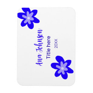 Magnet Flexible Nom du doodle fleur bleu année 20XX profession