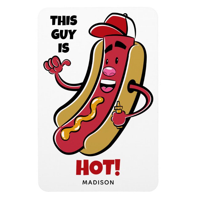 Magnet Flexible Nom et texte personnalisés Hot Dog (Vertical)