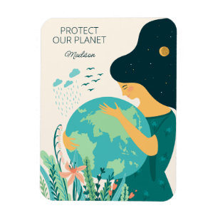 Magnet Flexible Nom et texte personnalisés Planète Terre Mère