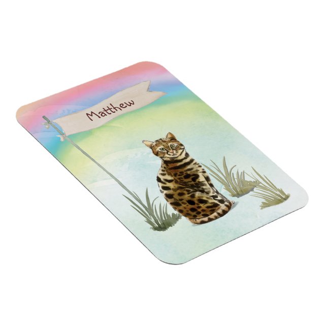 Magnet Flexible Nom personnalisé Animal de chat Bengale (Côté Droit)