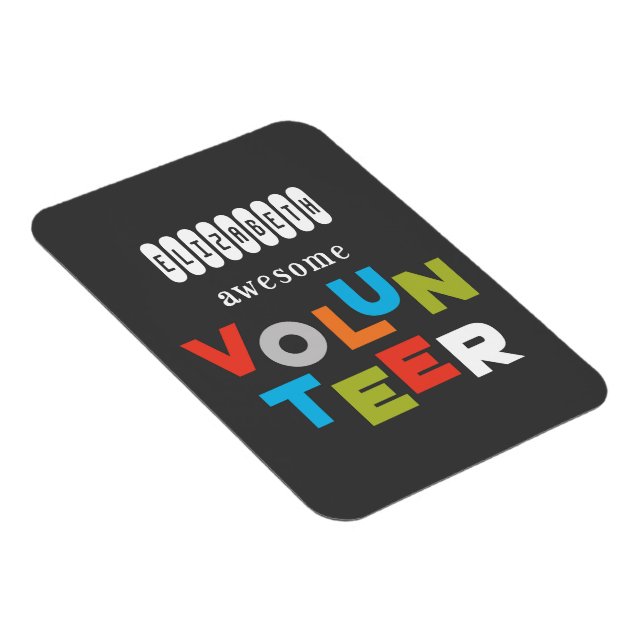 Magnet Flexible Nom Personnalisé, Awesome Bénévole Appréciation (Côté Droit)