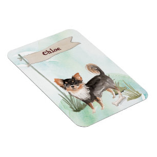 Magnet Flexible Nom personnalisé Long Haired Chihuahua Chien anima