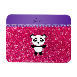 Magnet Flexible Nom personnalisé panda rose rose parties scintilla