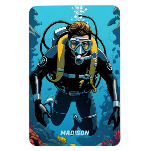 Magnet Flexible Nom personnalisé Scuba Diver