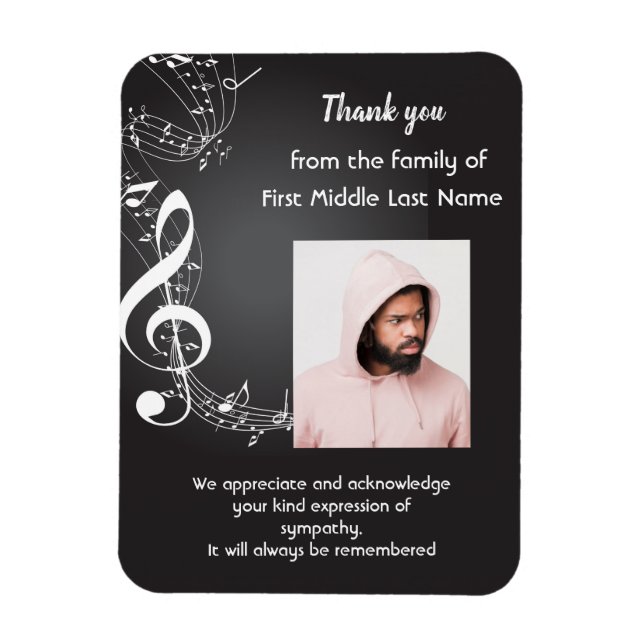 Magnet Flexible Notes de musique Merci Memorial arrière - plan (Vertical)