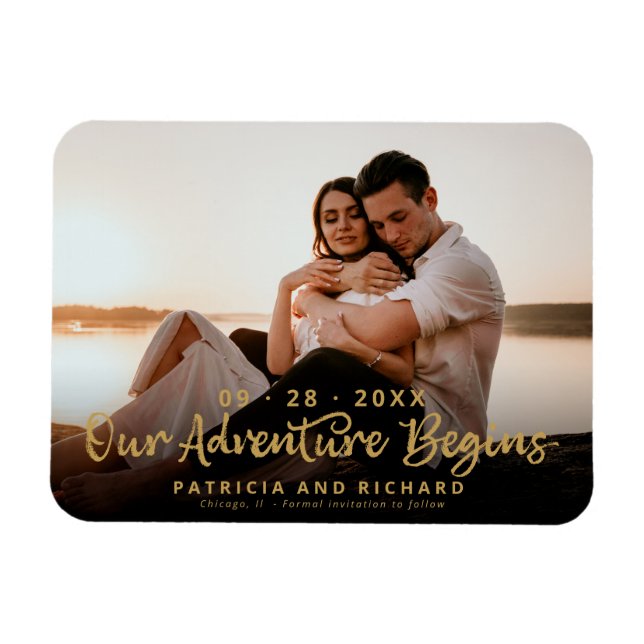 Magnet Flexible Notre aventure commence Enregistrez la date de la  (Horizontal)