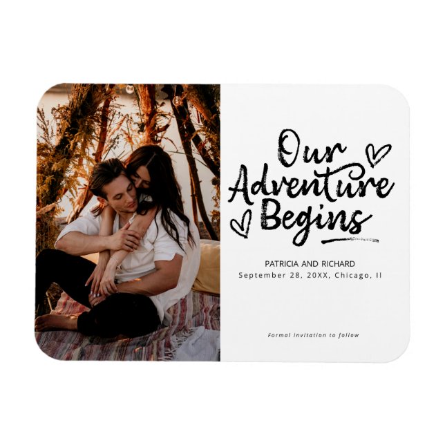 Magnet Flexible Notre Aventure Commence Le Mariage Enregistrer La  (Horizontal)