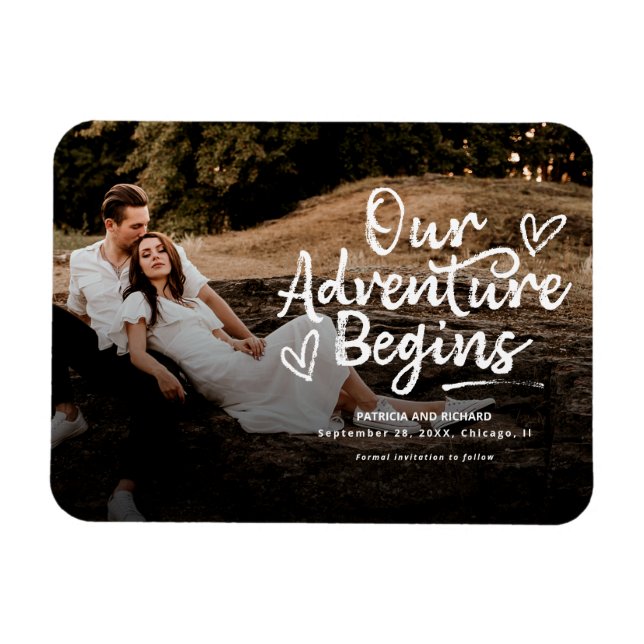 Magnet Flexible Notre aventure commence Photo de sauvegarde de dat (Horizontal)