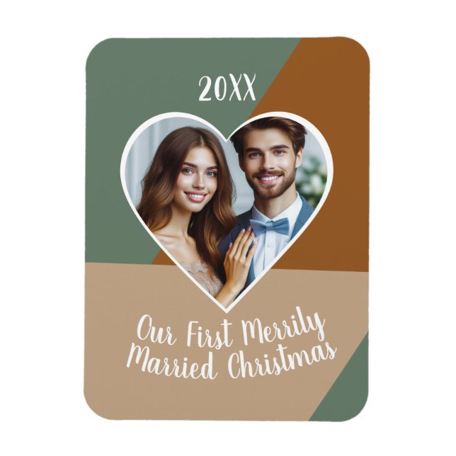 Magnet Flexible Notre première photo personnalisée de Noël mariée  (Vertical)